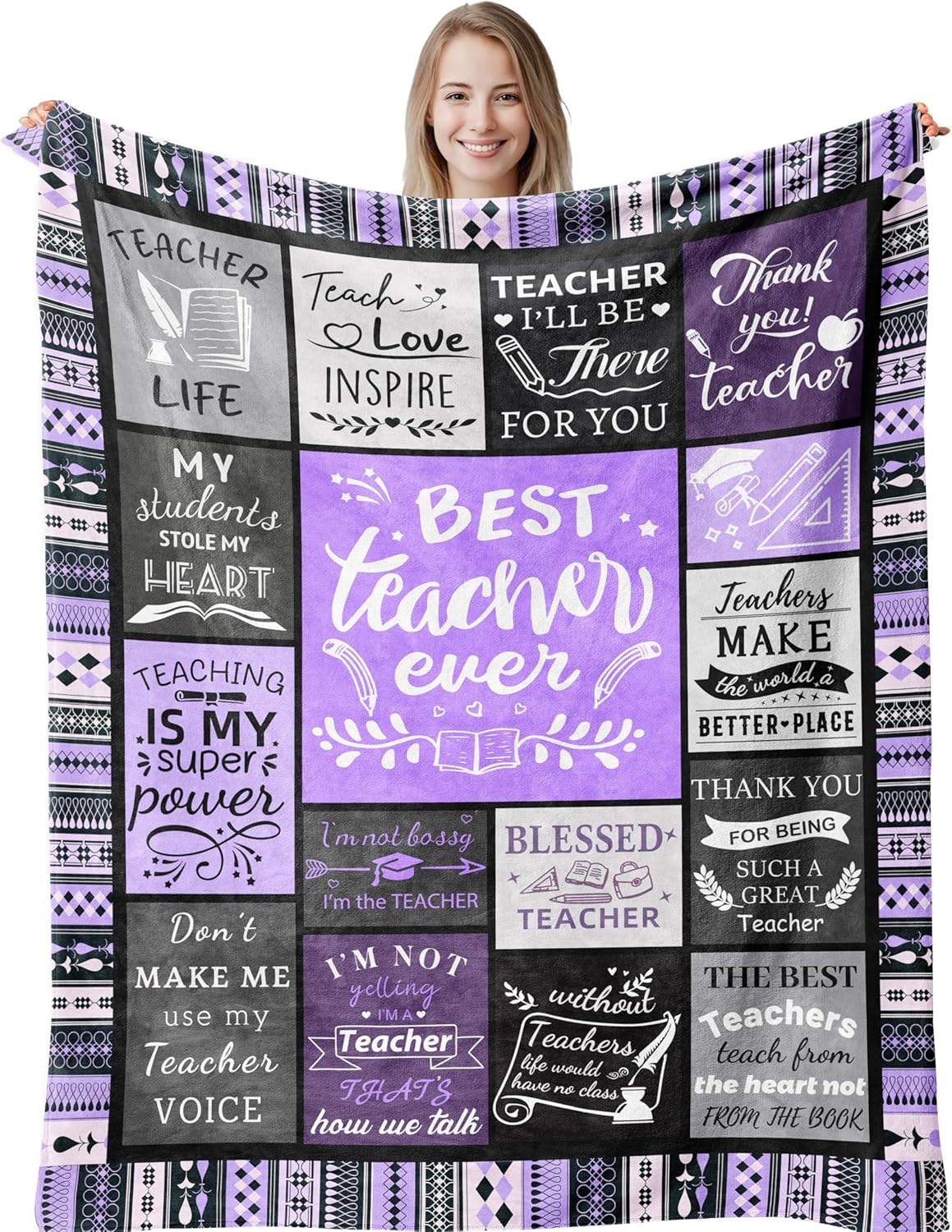 Teacher Appreciation Gifts, Teacher Gifts for Women, Gifts for Teachers, Best Teacher Birthday Gifts, Cool Teacher Retirement Gifts, Funny Teacher Gift Ideas, New Teacher Gifts Purple Blanket 60"X50"