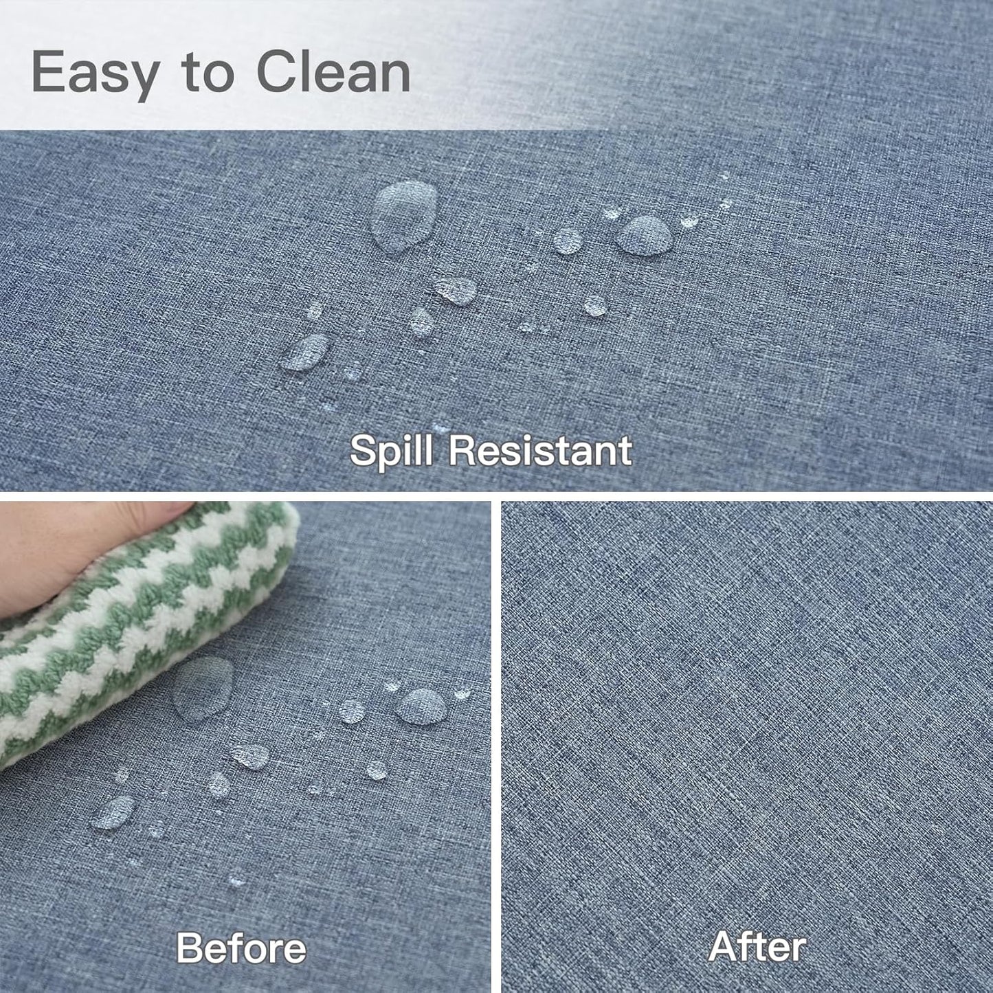 maxmill Square Tablecloth Linen Texture Stain Resistant Waterproof Wrinkle Resistant Washable Soft Table Cloth, Decorative Fabric Table Cover for Dining Room Dinner Party, 52 x 52 Inch, Demin Blue