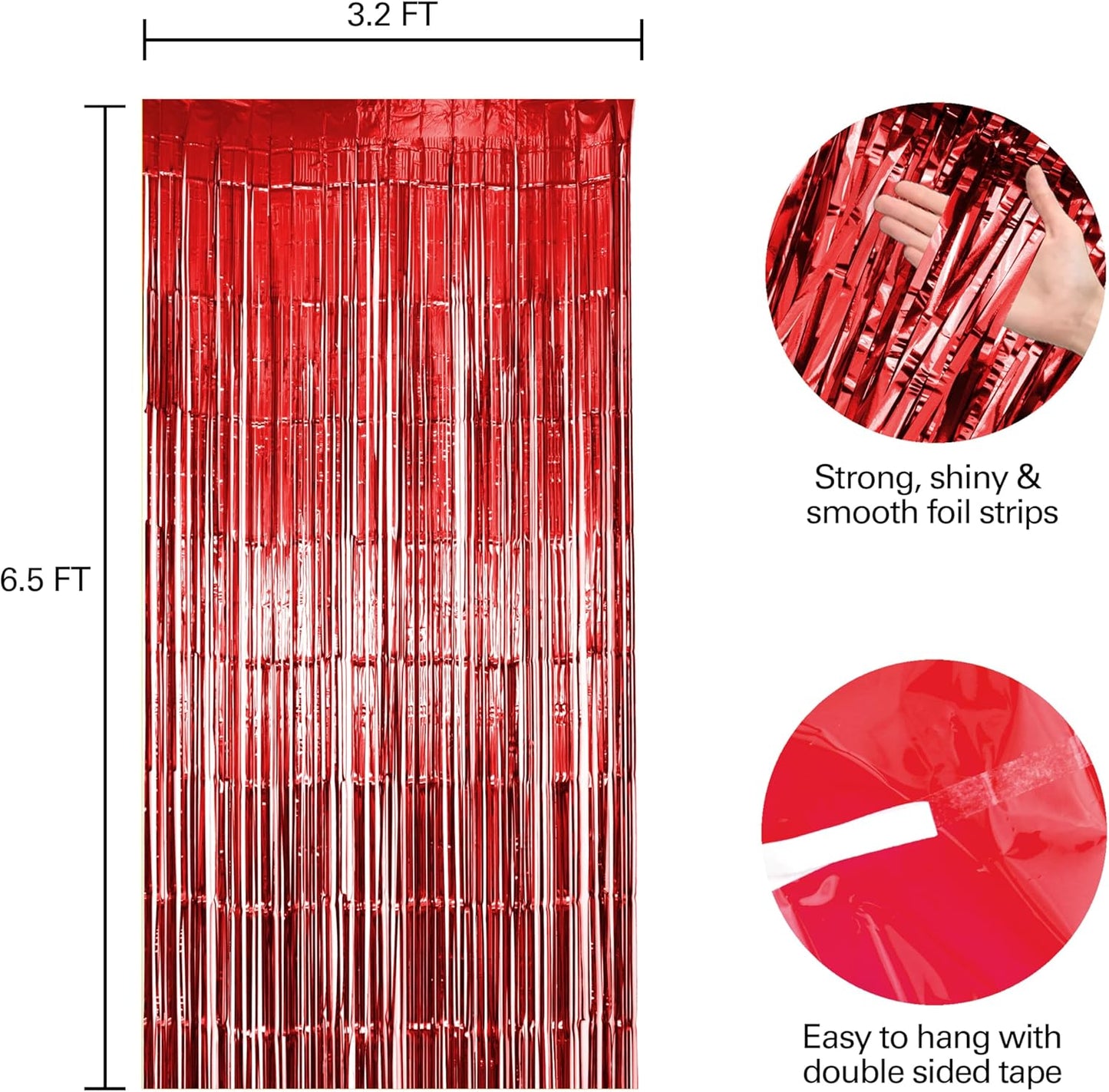 2 Pack Red Fringe Backdrop, Red Streamers Backdrop Curtains, Party Decorations Supplies for Birthday, Holidays, Parties, Christmas, Halloween & More