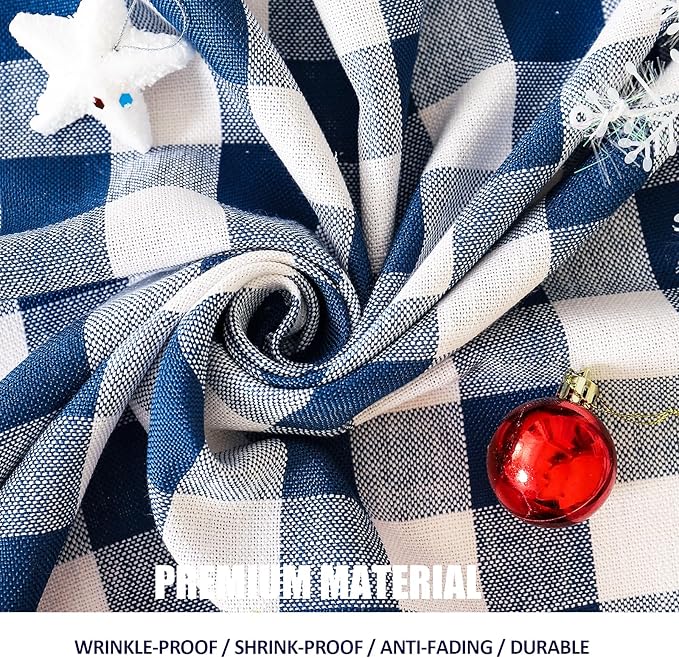 Buffalo Plaid Tablecloth, Gingham Table Cloth for Thanksgiving Christmas Kitchen Restaurant Holiday Indoor Outdoor Picnic（Rectangle/Oblong, 55x120, Navy Blue