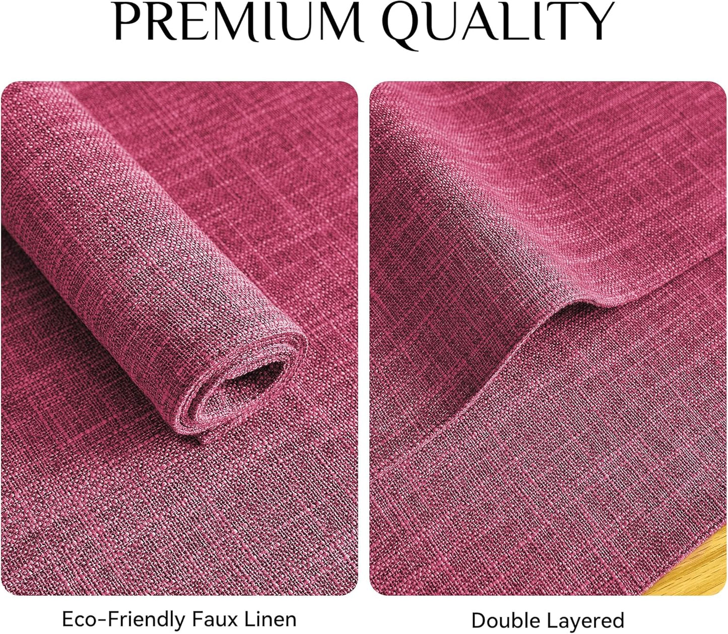 Softalker Faux Linen Placemats Set of 12-12 x 18 Inch, Heat Resistant Double Layered Durable Burlap Farmhouse Place Mats, Non-Slip Washable Rustic Table Mats for Dining, Kitchen, Party（Pink