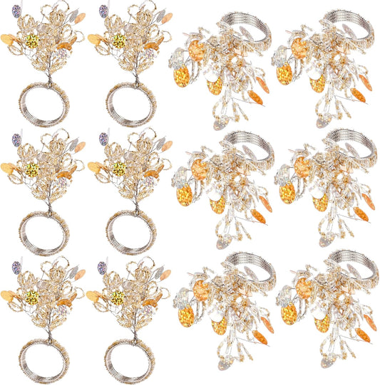 Glass Beaded Napkin Rings - 12-Pack Handmade Spring Floral Napkin Holder for Table Setting Weddings,Holiday Dinner,Birthday,Thanksgiving,Christmas,Farmhouse Décor (Multicolor) - ALPHA Living HOME