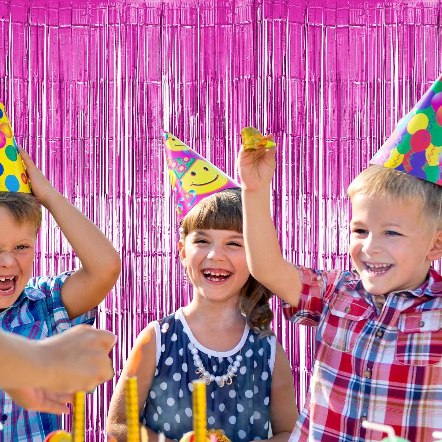 2 Pack Pink Fringe Backdrop, Pink Tinsel Backdrop Curtains, Decorations for Baby Showers, Birthday, Holidays, Parties & More