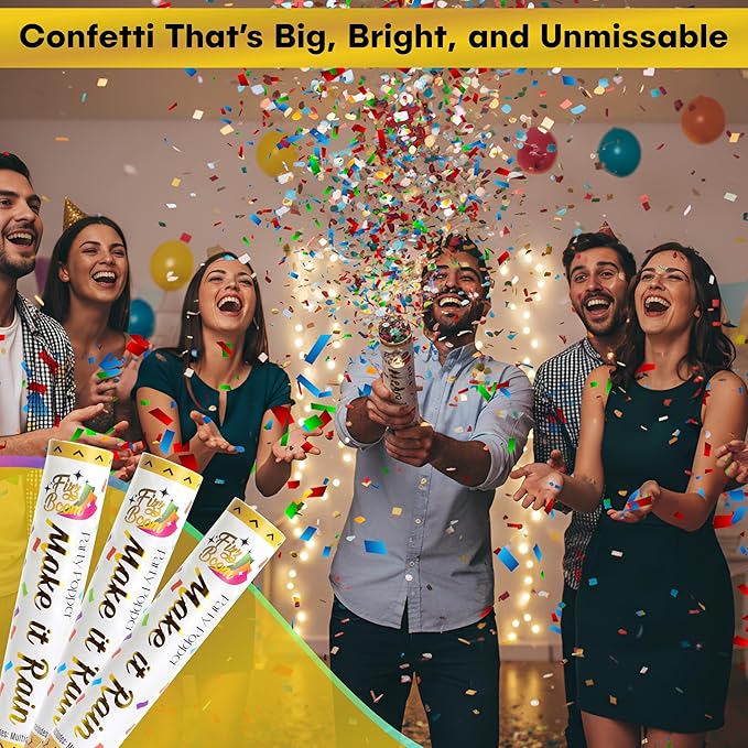 12 Pack 12 Inch Confetti Poppers, Biodegradable Confetti Popper Set for Wedding, Birthday Party Celebrations | Releases 15 ft in the Air