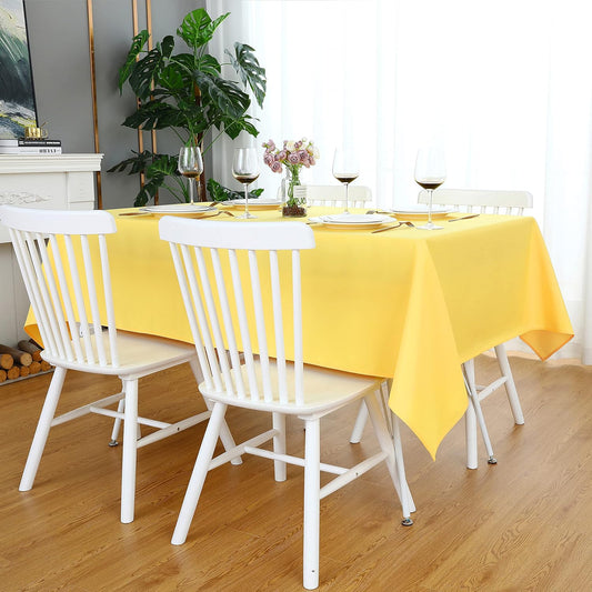FOLINS&HOME Yellow Rectangle Tablecloth - 90 x 132 Wrinkle Free Waterproof Polyester Table Cloths, Spillproof Heavy Duty Washable Table Cover for Party, Banquet, Wedding, Indoor - Rectangular/Oblong