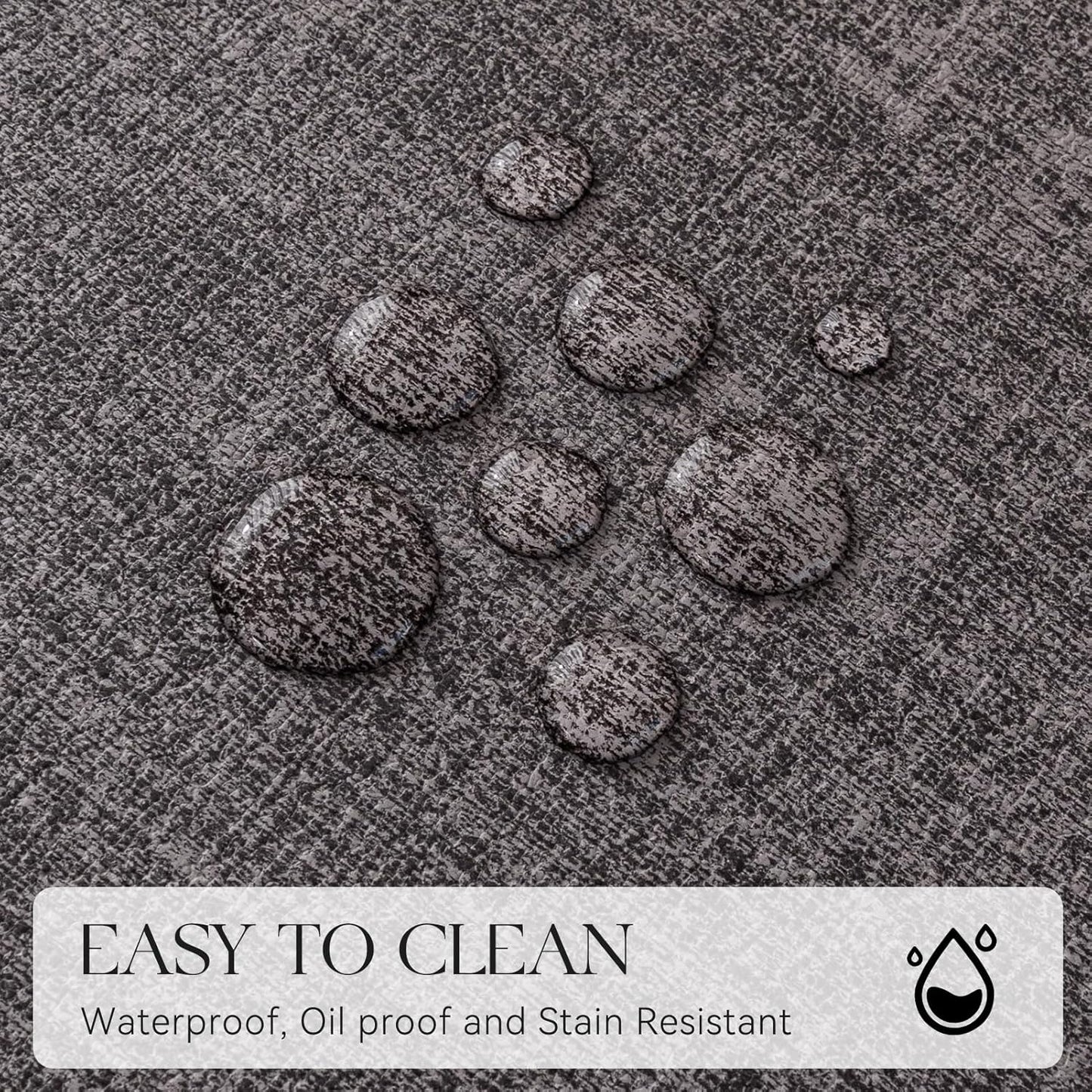 MOSAYT Placemats Set of 8, Heat Resistant Vinyl Place Mats with Coasters, Wipeable Washable Waterproof Oil Proof Faux Leather Table Mats for Kitchen Dining Party Outdoor, 12" x 18", Dark Light Grey