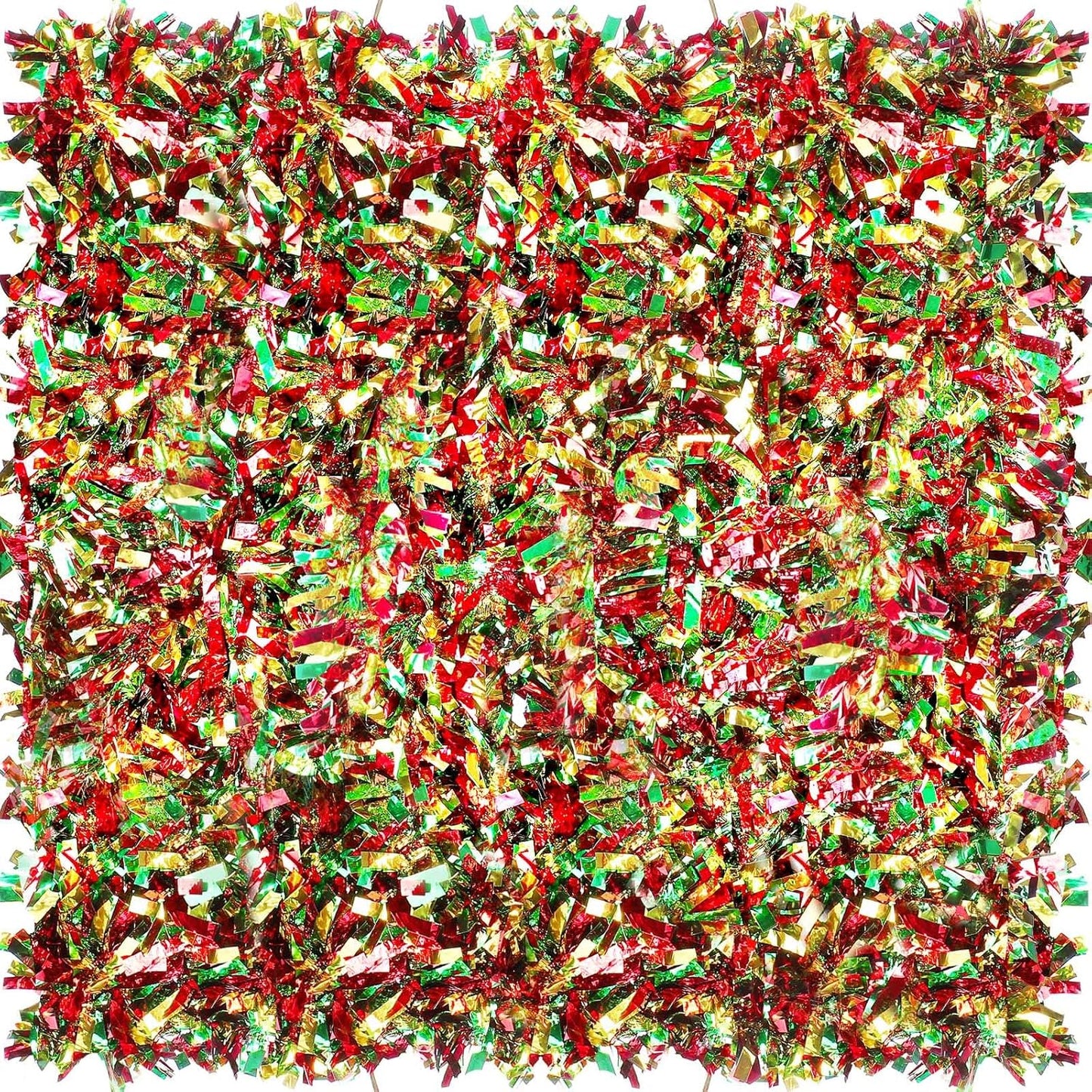 Sosation 100 ft Christmas Tinsel Garland Christmas Tree Twist Garland Bulk Glitter Metallic Streamer Indoor Outdoor Hanging Xmas Decorations(Gold Red Green)