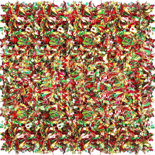 Sosation 100 ft Christmas Tinsel Garland Christmas Tree Twist Garland Bulk Glitter Metallic Streamer Indoor Outdoor Hanging Xmas Decorations(Gold Red Green)