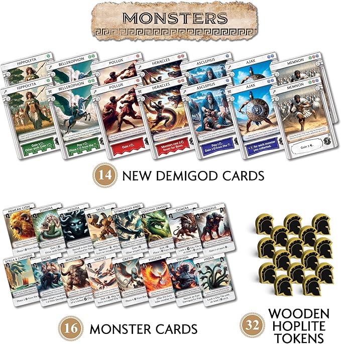 Monsters & Mandates Expansion for Pantheum by Archwood Games | 3 Modular Add-Ons with New Demigods, Monsters & Mandate Missions | Strategy Expansion for Ages 12+ | 1–4 Players | 45–60 Min Playtime