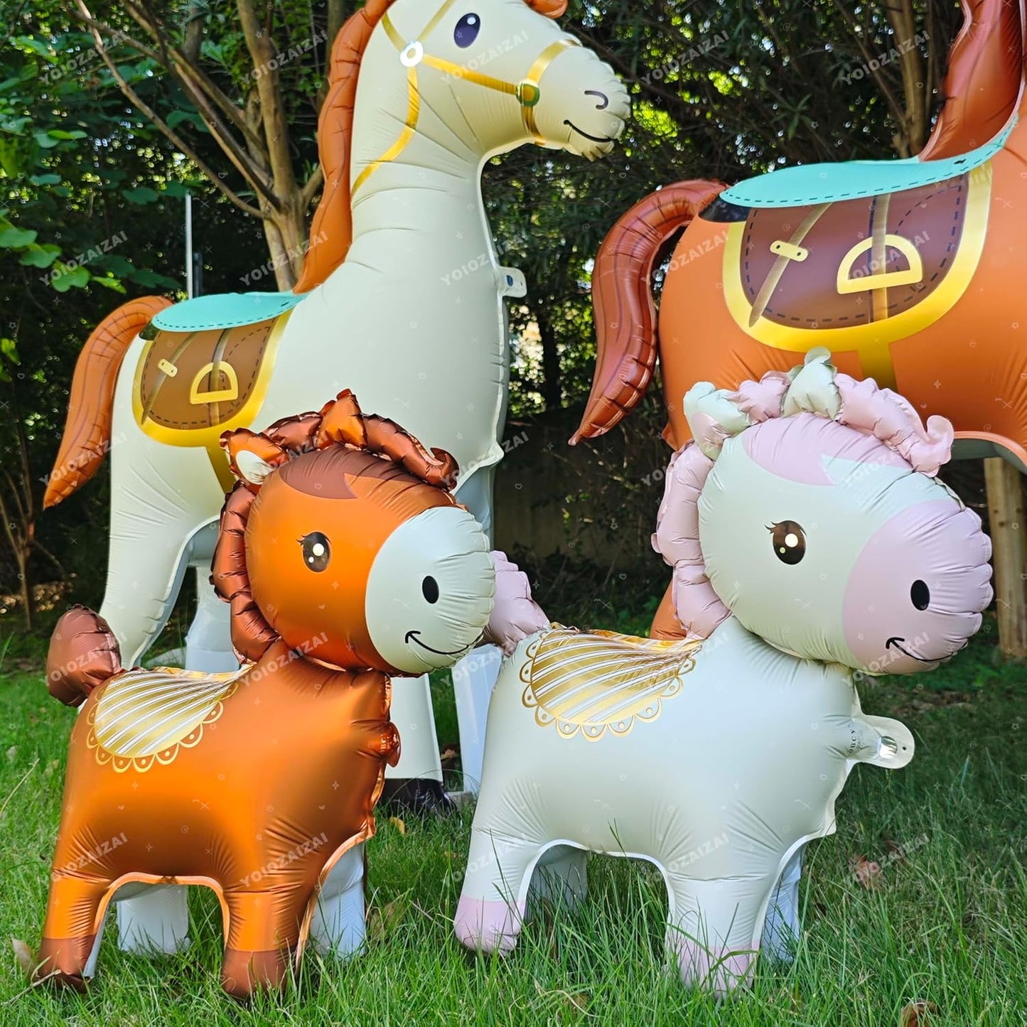2PCS Self Standing Unicorn Balloon Cute Brown Pink White Birthday Helium Balloon For Girls Birthday Unicorn Theme Wedding Baby Shwoer Party Decoration Supplies