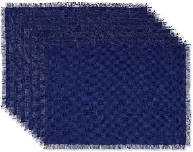 DII Jute Burlap Collection Kitchen Tabletop, Placemat Set, 13x19, Solid Nautical Blue, 6 Count