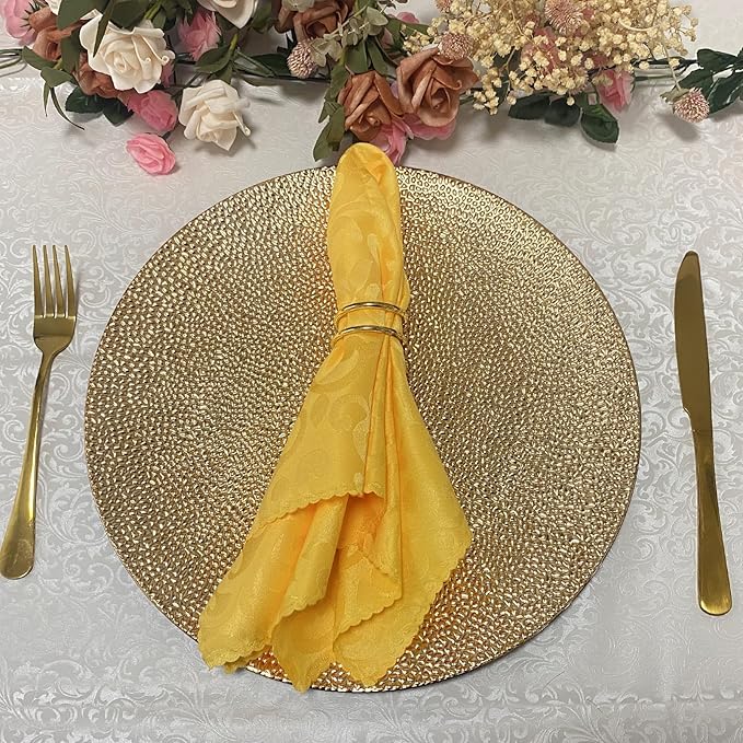 13inch Round Plastic Charger Plates,Set of 8,Charger Plates for Dinner,Wedding,Party,Event Decoration. (Bubble Gold) …