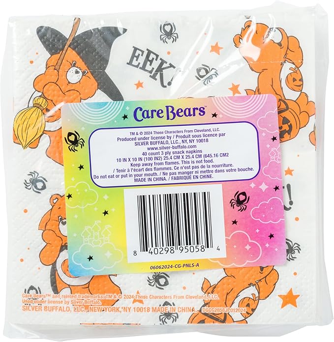 Silver Buffalo Care Bears Halloween Trick Or Sweet Bear 40 Pack Party Paper Napkins