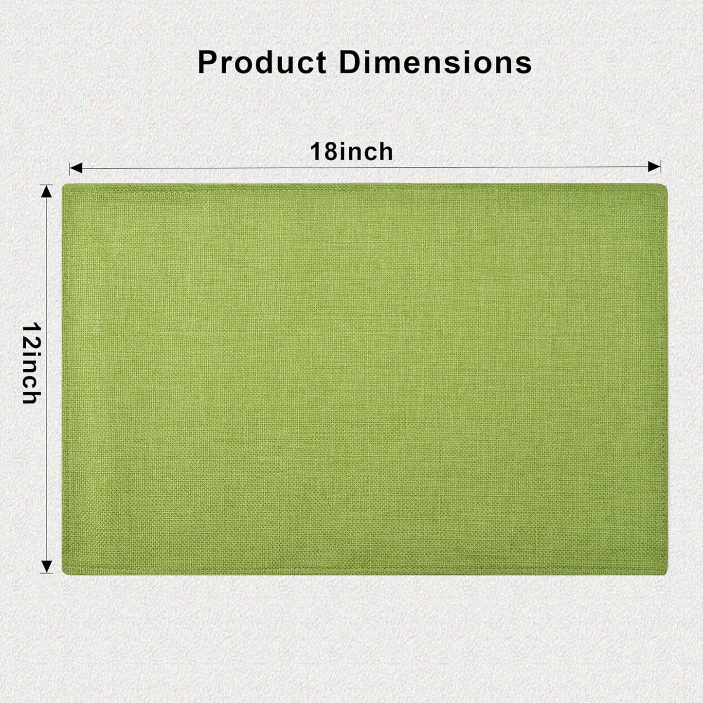 SLKQG Green Linen-Look Placemats Set of 8, Heat Resistant & Machine Washable Double-Layered Cloth Placemats for Dining Table, Indoor/Outdoor Use, Non-Slip Kitchen Table Mats (8, Grass Green)