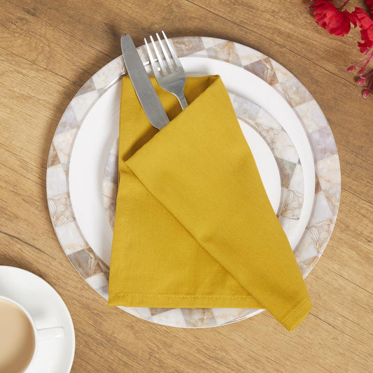 ACCENTHOME Accent Home 100% Cotton Napkins, Delicate Cloth Napkins for Dinners, Parties and Weddings，18 x 18 Inch Set of 12 - Mustard