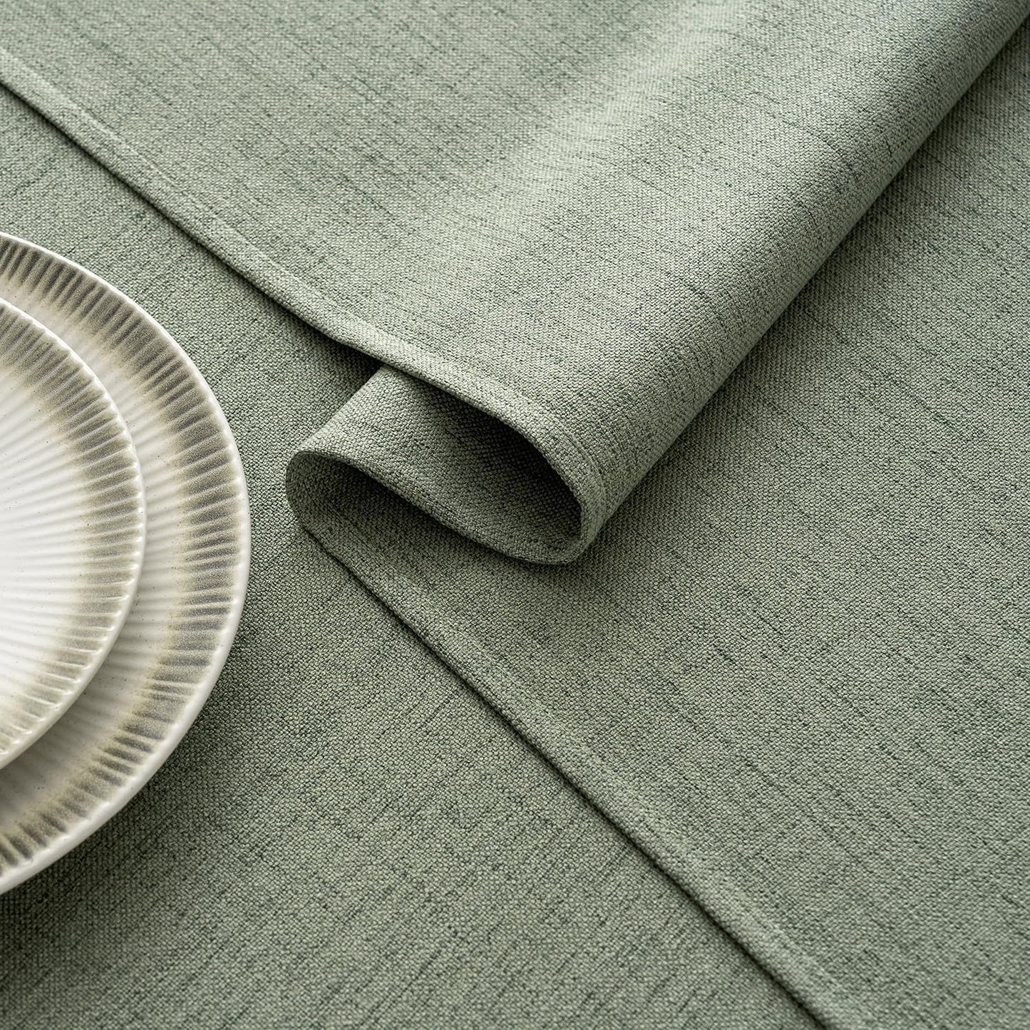 MIULEE Sage Green Linen Tablecloth 60x104 Inch Rectangle Table Cloth Waterproof,Stain Resistant & Wrinkle Resistant for Dining Party Wedding
