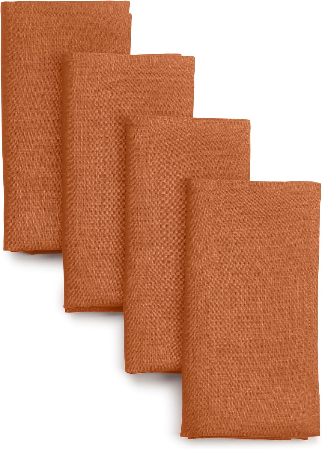 D'Moksha Homes Rust Linen Napkins 18 x 18 Inch - 100% Pure Linen Cloth Washable Dinner Napkins Set of 4 for Fall, Thanksgiving, Holiday