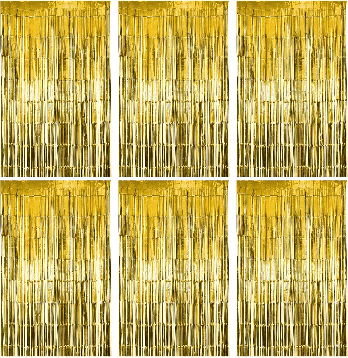 6 Pack Gold Foil Fringe Curtain Party Backdrop, Gold Tinsel Backdrop, Party Decorations Supplies for Birthday, Holidays, Parties & More
