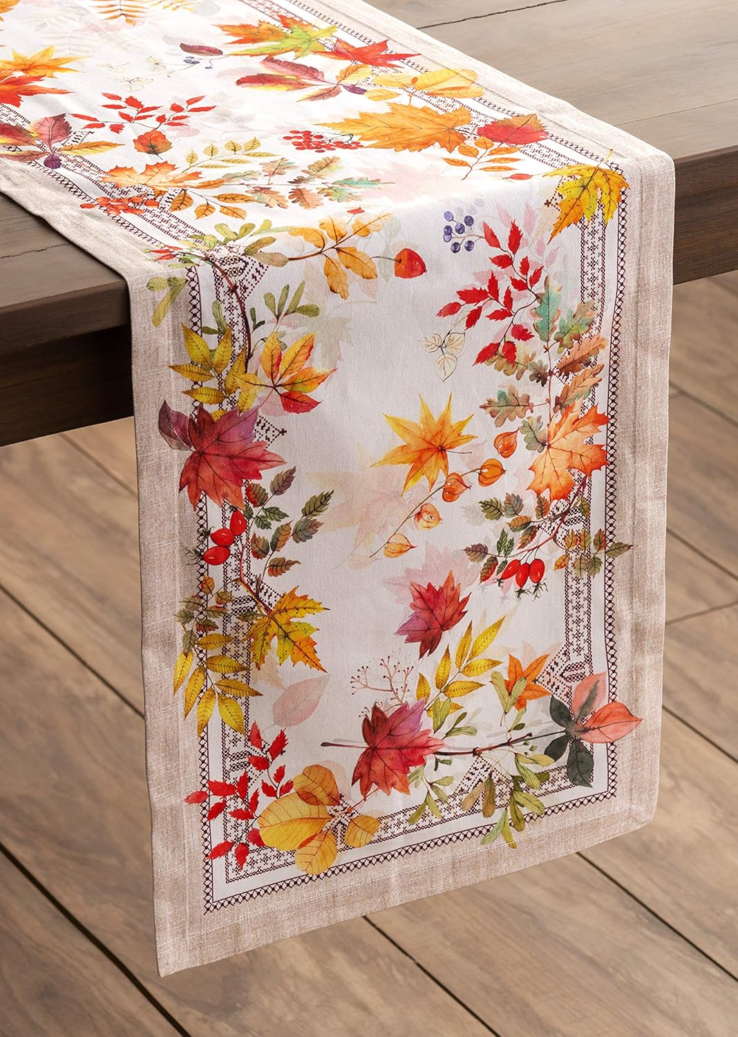 Maison d' Hermine Table Runner 100% Cotton Single Layer Table Runners 36 inches Long for Thanksgiving Christmas Decorations Home Kitchen Dining Party Wedding (Amarante, 14.5" x 36")