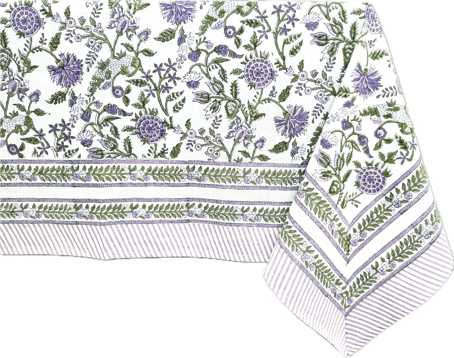 ATOSII Mahoka 100% Cotton Rectangle Fall Tablecloth, Handblock Floral Linen Table Cloth for Kitchen Dining Table I Parties Wedding Outdoors Holidays I Fall Home Decor 60 X 90 Inches I 6 Seater