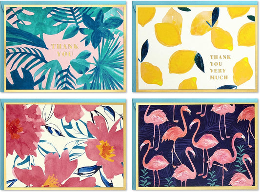 Hallmark Boxed Thank You and Blank Cards Assortment (Four Assorted Tropical Designs, 40 Note Cards and Envelopes)