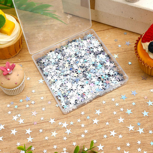 MARFOREVER Holographic Star Confetti, Glitter Star Confetti Birthday Star Scatter Table Iridescent Sequins Sprinkles Metallic Foil for Shower Wedding Christmas Party Decorations