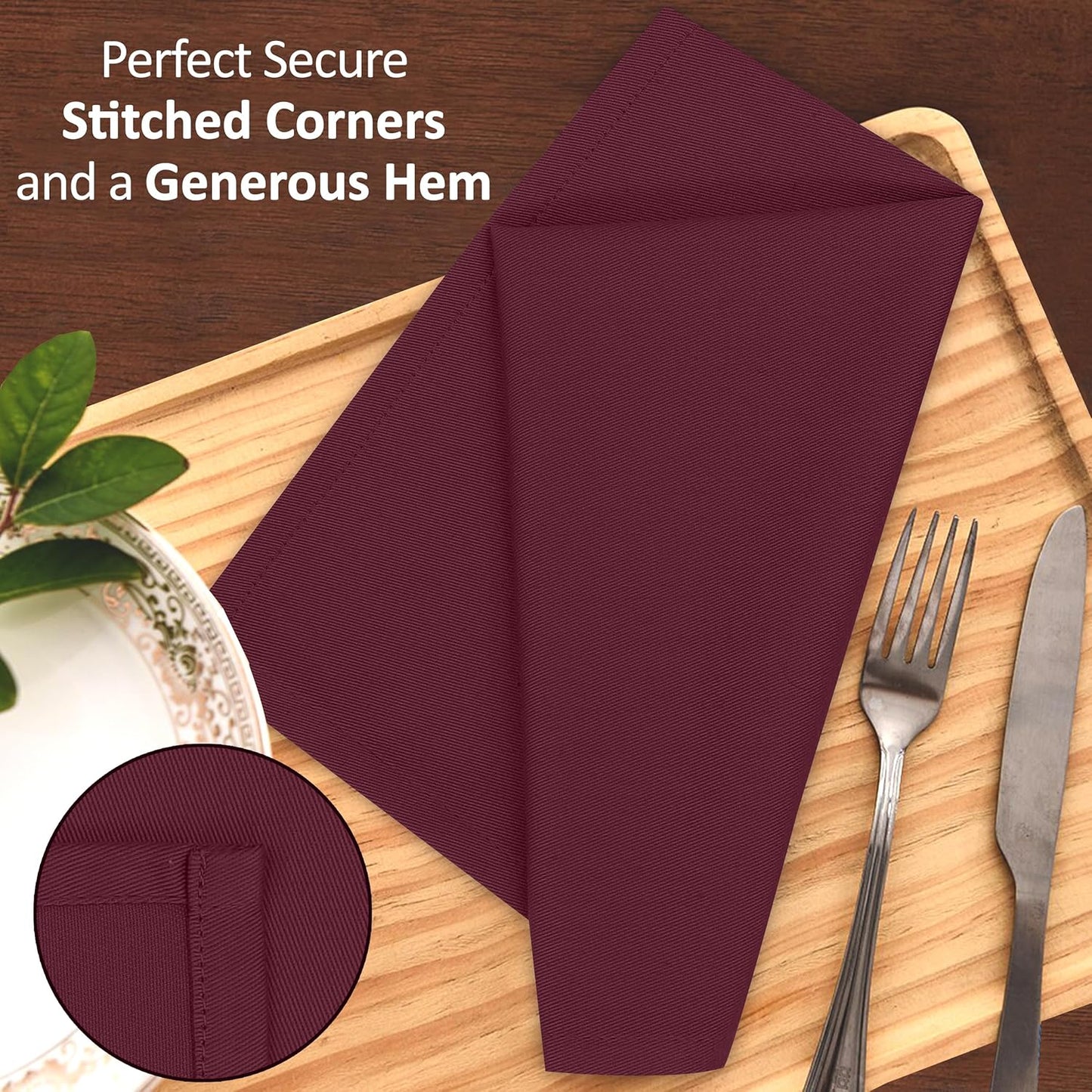 Ruvanti Cloth Napkins Set of 6, 18x18 Inches Napkins Cloth Washable, Soft, Durable, Absorbent, Cotton Blend. Table Dinner Napkins Cloth for Hotel, Weddings, Dinner, Christmas Parties - Burgundy