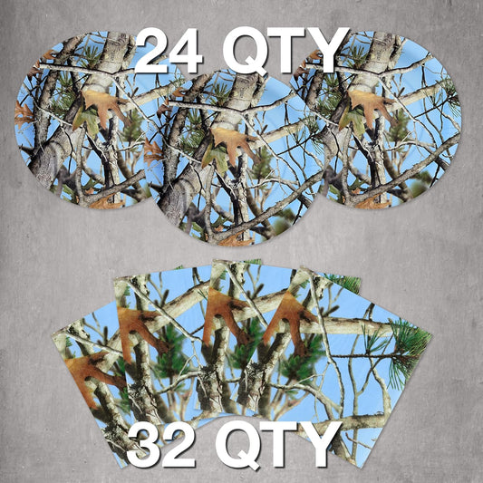 Havercamp Blue Camo Party Plates and Decorations Set for 24 Guests Includes Plates and Matching Napkins, Perfect for Camo Baby Shower