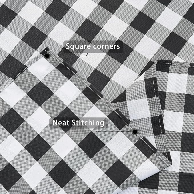 BALCONY & FALCON Gingham Table Cloth Rectangle – Machine Washable Wrinkle-Free Buffalo Checkered Tablecloth for 6ft 8ft Tables, Outdoor Picnic, Party, Kitchen Dining Decor (Black White, 57x118 Inch)