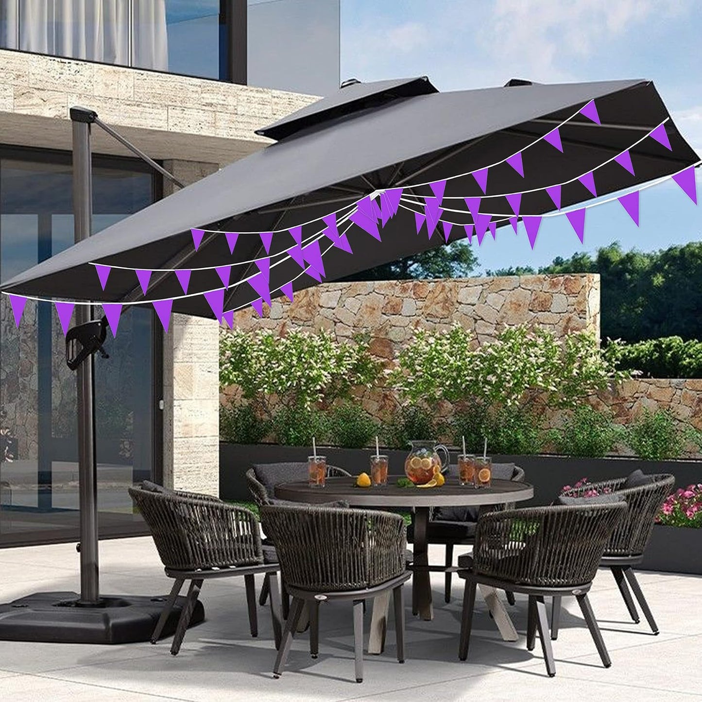 Consummate Purple Pennant Banners Flags String Hanging Triangle Bunting Flags for Grand Opening,Kids Birthday,Party Decorations,100 Feet