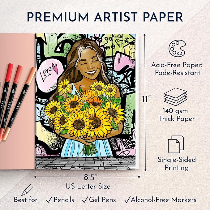 RYVE Adult Coloring Book for Women - 32+ Mindful Designs for Relaxation, Stress Relief & Creative Self-Care | Premium Artist Paper, Inspirational Gift for Women, Coloring Books for Adults Relaxation