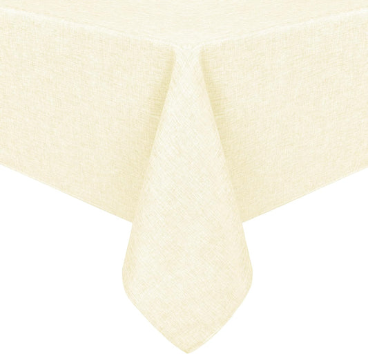 Hiasan Faux Linen Square Tablecloth - Wrinkle and Stain Resistant Washable Table Cloth for Kitchen Dining Room Holiday Table Cover for Dinner, Champagne, 60 x 60 Inch