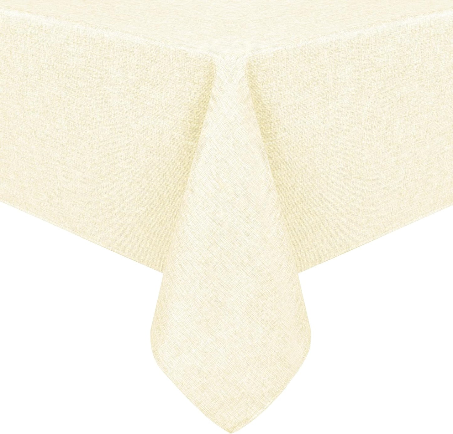 Hiasan Faux Linen Rectangle Tablecloth - Wrinkle and Stain Resistant Washable Table Cloth for Kitchen Dining Room Holiday Table Cover for Dinner, Champagne, 70 x 108 Inch