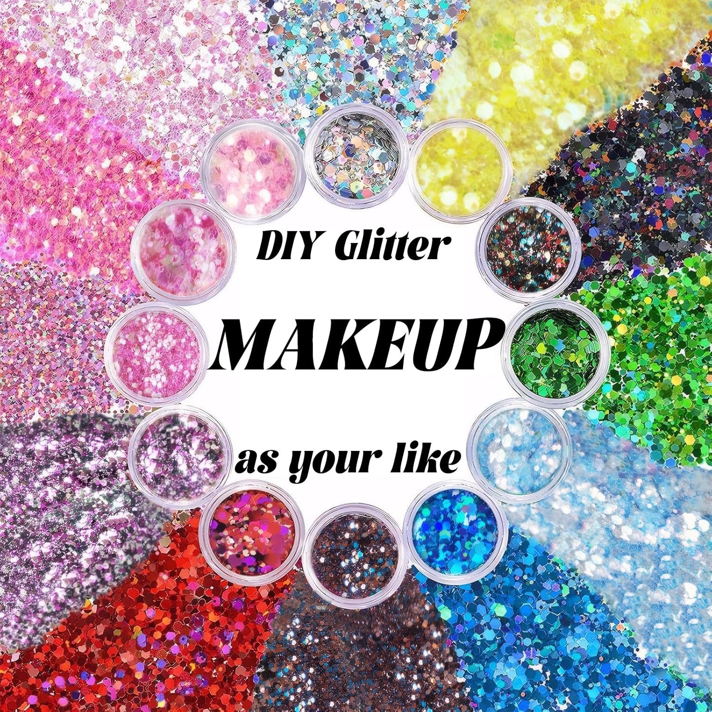 Body Glitter Face Glitter, Hair Glitter for Kids, 12 Shapes Fine Chunky Glitter Gel for Women Girls Makeup Sparkles Party Mermaid Sequins Rave Accessories Singer Concerts Festival (Red Scheme)