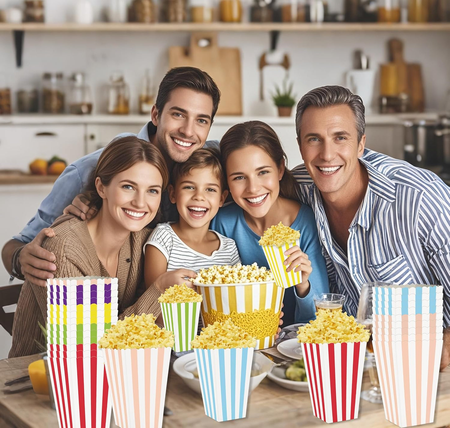 36 Pcs Striped Popcorn Boxes 2 x 4.5 x 2.7 inch Mini Popcorn Boxes Cardboard Popcorn Container for Party Disposable Snack Popcorn Bags