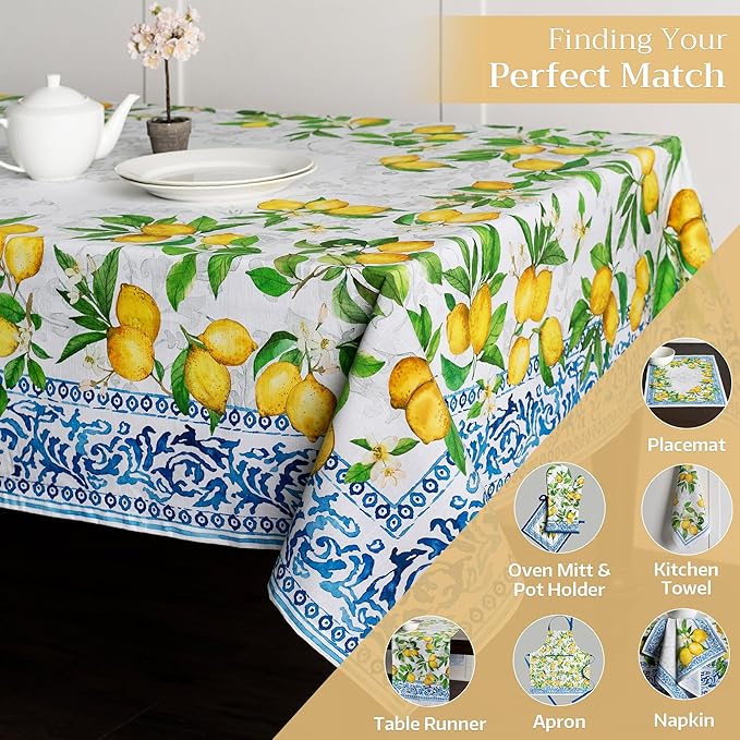 Maison d' Hermine Table Cloth Rectangle Table 100% Cotton 70 x 140 Inches Tablecloth Reusable Decorative for Dining Room Farmhouse Home Valentines Day Decorations Spring Summer - Cedrat