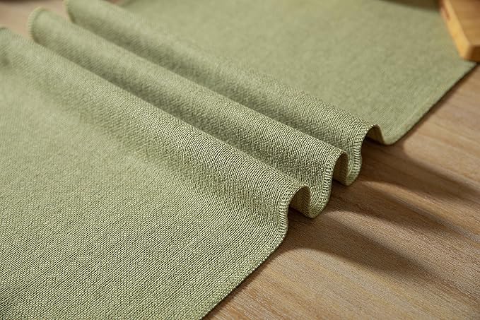 ZeeMart Sage Green Table Runners 48 Inches Long, Burlap Linen Style Rustic Farmhouse Table Runner, Small Short Boho Coffee Table Runner, 13x48 Inches, Light Sage Green