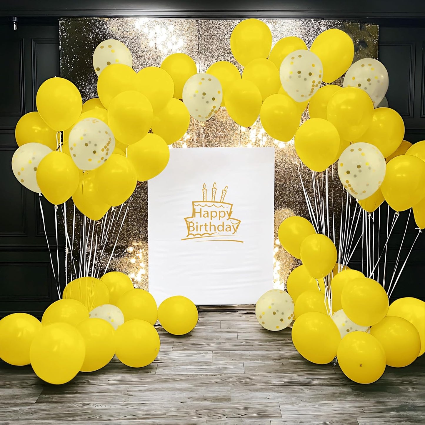 JOYIN 150 Pcs Yellow Balloons, Different Sizes 18 12 10 5 Inch Yellow Latex Balloon Arch Kit with Instruction for Birthday Party Graduation Wedding Holiday Decoration