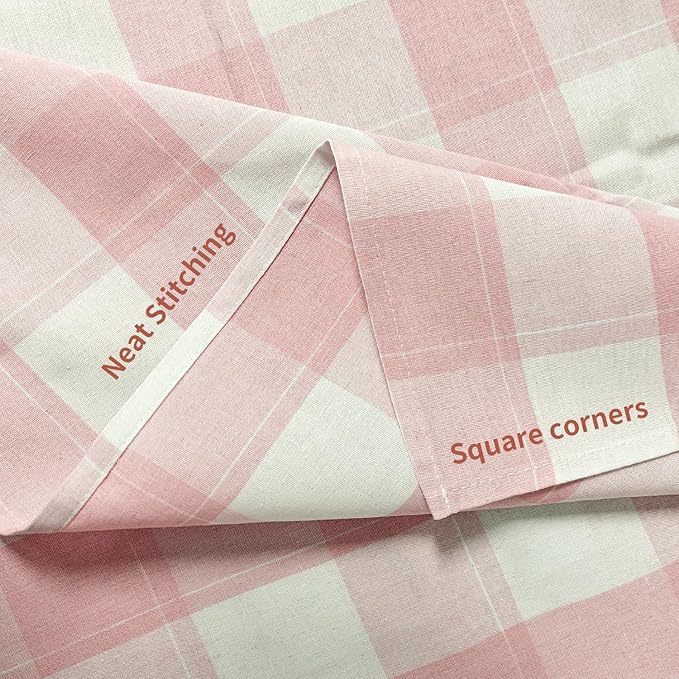 BALCONY & FALCON Rectangle Gingham Table Cloth – Water-Resistant Cotton Blend, Spill-Proof & Washable Checkered Tablecloth for Kitchen, Dining, Picnic, Party (Pink White, 55x95 Inch)