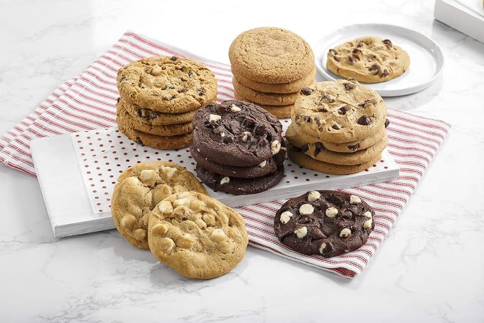 Mrs. Fields Crimson Personal Cookie Tower - Assorted with 10 Original Sized Cookies and 78 Nibblers Bite-Sized Cookies in our 5 Classic Flavors (88 Count)