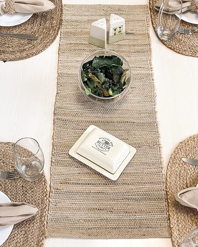 Chardin home Eco-Friendly Natural Jute/Hemp Hand Braided Table Runner, Size: 13''x48''.