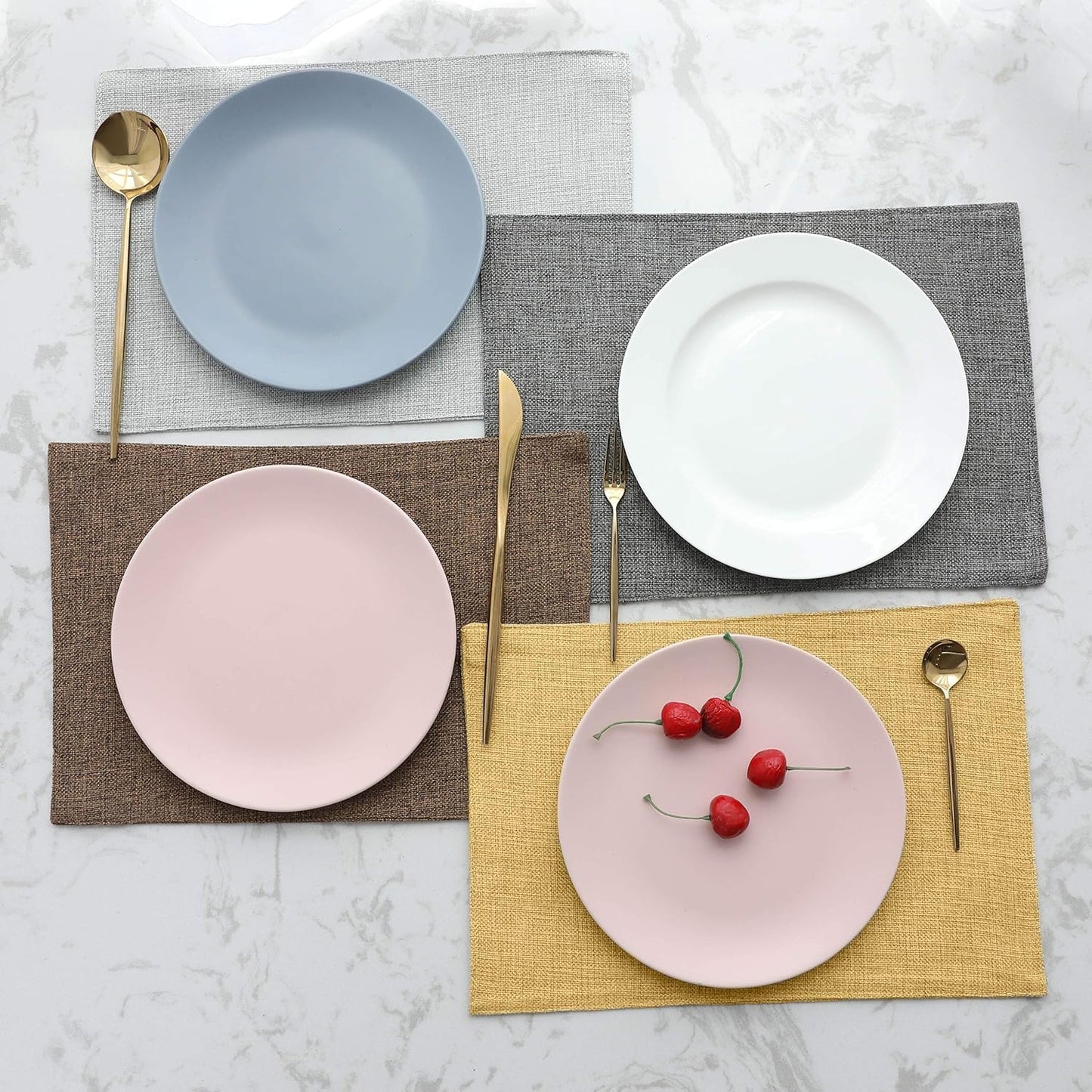 Home Brilliant Cloth Placemats Set of 8 Linen Placemat Washable Heat Resistant Dining Table Place Mats for Kitchen Table Holiday Dinner Fall Winter Decoration, Yellow