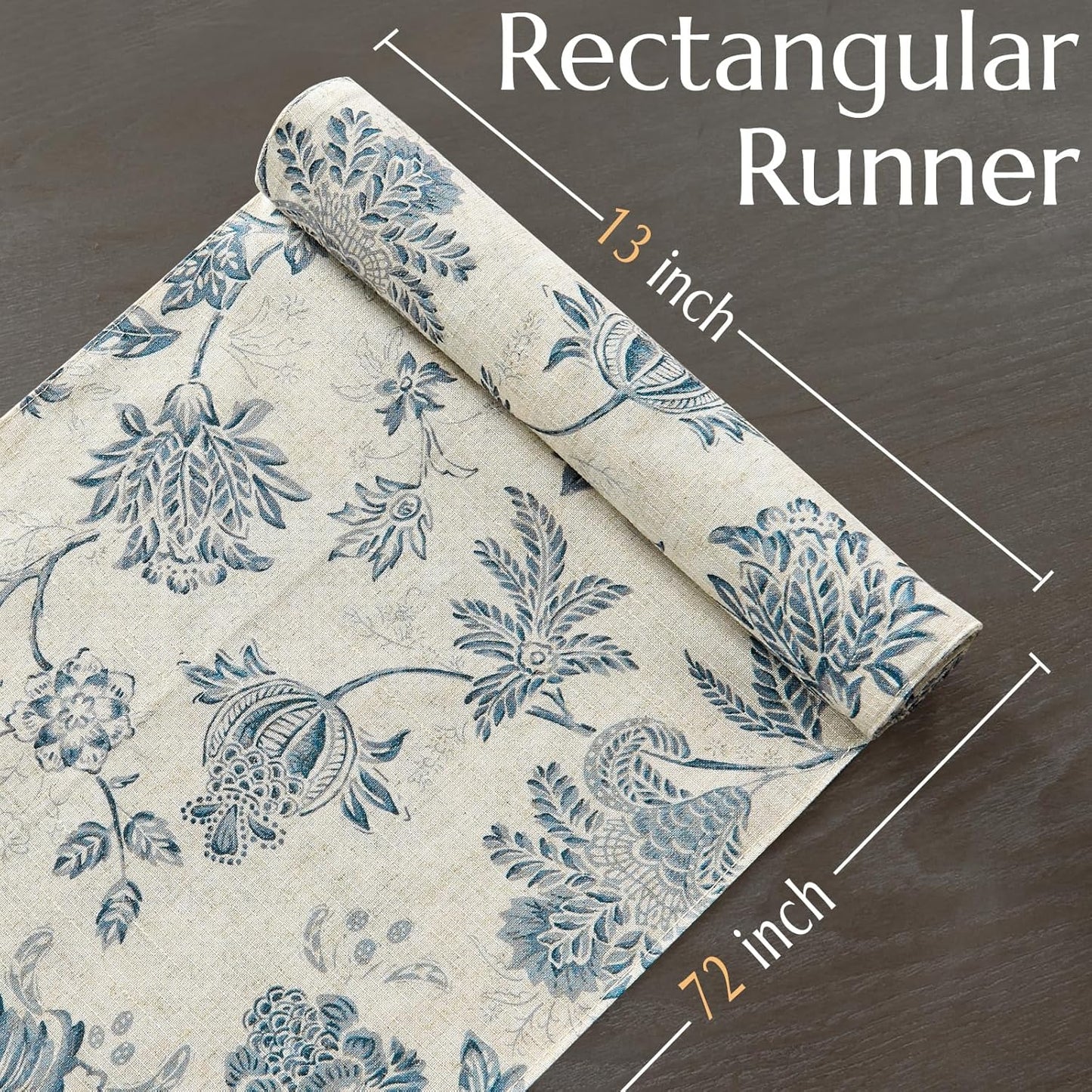 jinchan Linen Table Runner for Kitchen Farmhouse Table Cloth French Country for Party Wedding Birthday Dining Table Indoor Outdoor Decor 13 x 72 Inch 1 Panel Blue