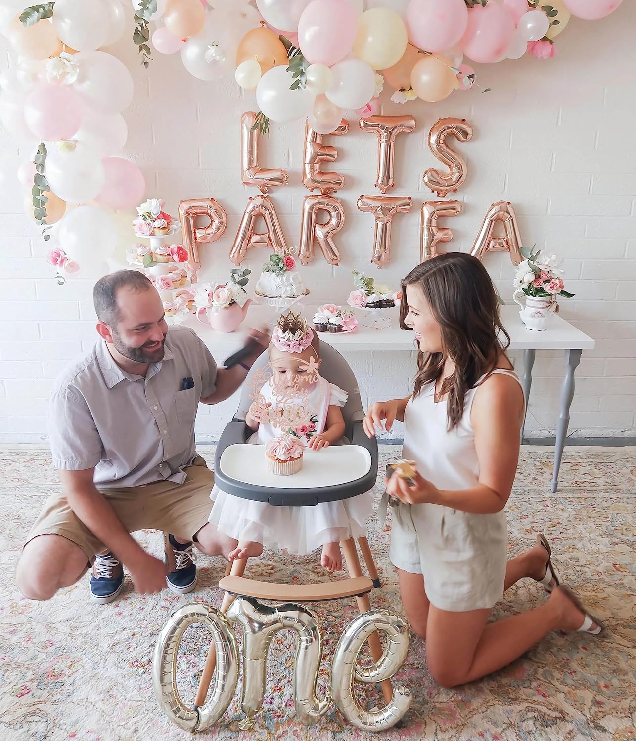 Welcome Baby Girl Cake Topper - Rose Gold Glitter Baby Shower Cake Decorations, Baby Girl Cake Topper, for Baby Shower/Birthday Party/Gender Reveal Party Photo Booth Props