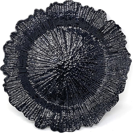 allgala Heavy Quality Round Charger Plates - Dinner Plate - Set of Charger Plates for Table Decor - Ideal for Weddings, Weddings, Thanksgiving Parties & Holidays - Reef Black (13-Inch 48-Pack)