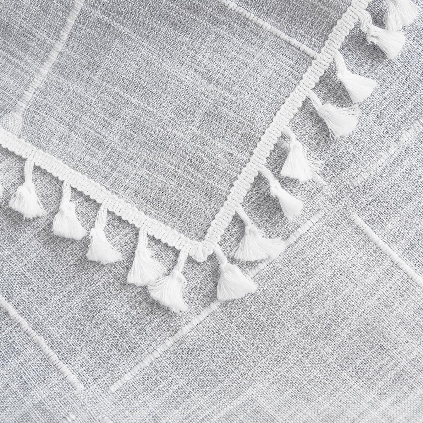 Oubonun Cotton Linen Rectangular Tablecloth - Wrinkle Resistant & Waterproof - Machine Washable Table Cloth with Tassels for Kitchen & Dining, 55''x102'', 8-10 Seats, Grey