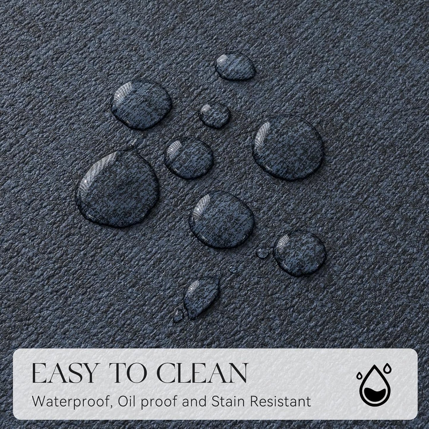 MOSAYT Placemats Set of 4, Heat Resistant Vinyl Place Mats with Coasters, 100% Waterproof Wipeable Washable Faux Leather Table Mats for Kitchen Dining Party Outdoor, 12" x 18", Navy Blue