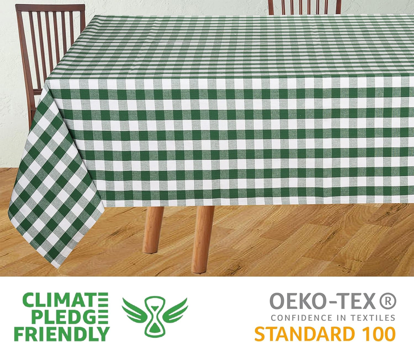 Urban Villa Tablecloth Buffalo Check Table Cloth Tabletop Cover Kitchen Dining Tablecloth 100% Cotton Great for Parties Wedding Holiday Dinner Hunter/White Rectangle 60x84 Inches 6-8 Seats Table Cloth