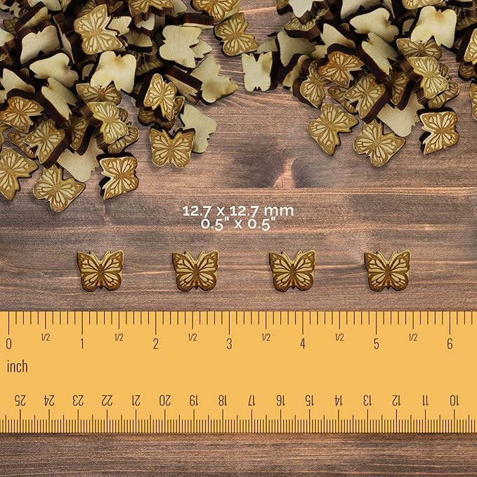 Confetti - Engraved Wood - Rustic Wooden Wedding Decor Party Table Scatter Decorations (Butterfly)