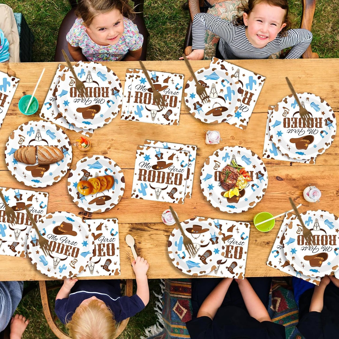 50 Guests My First Rodeo Birthday Party Supplies Decoration 1st Rodeo Party Birthday Plates and Napkins Forks Western Cowboy Tableware My First Rodeo Paper Plates for Boy Baby Shower Party 200PCS